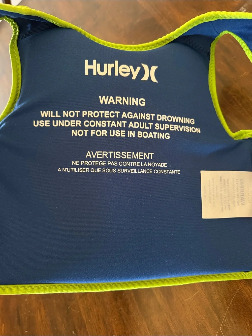 Hurley Kids Navy Swim Vest with Lime Trim and Shark Graphics